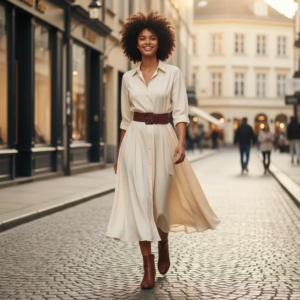 A belted fit-and-flare dress